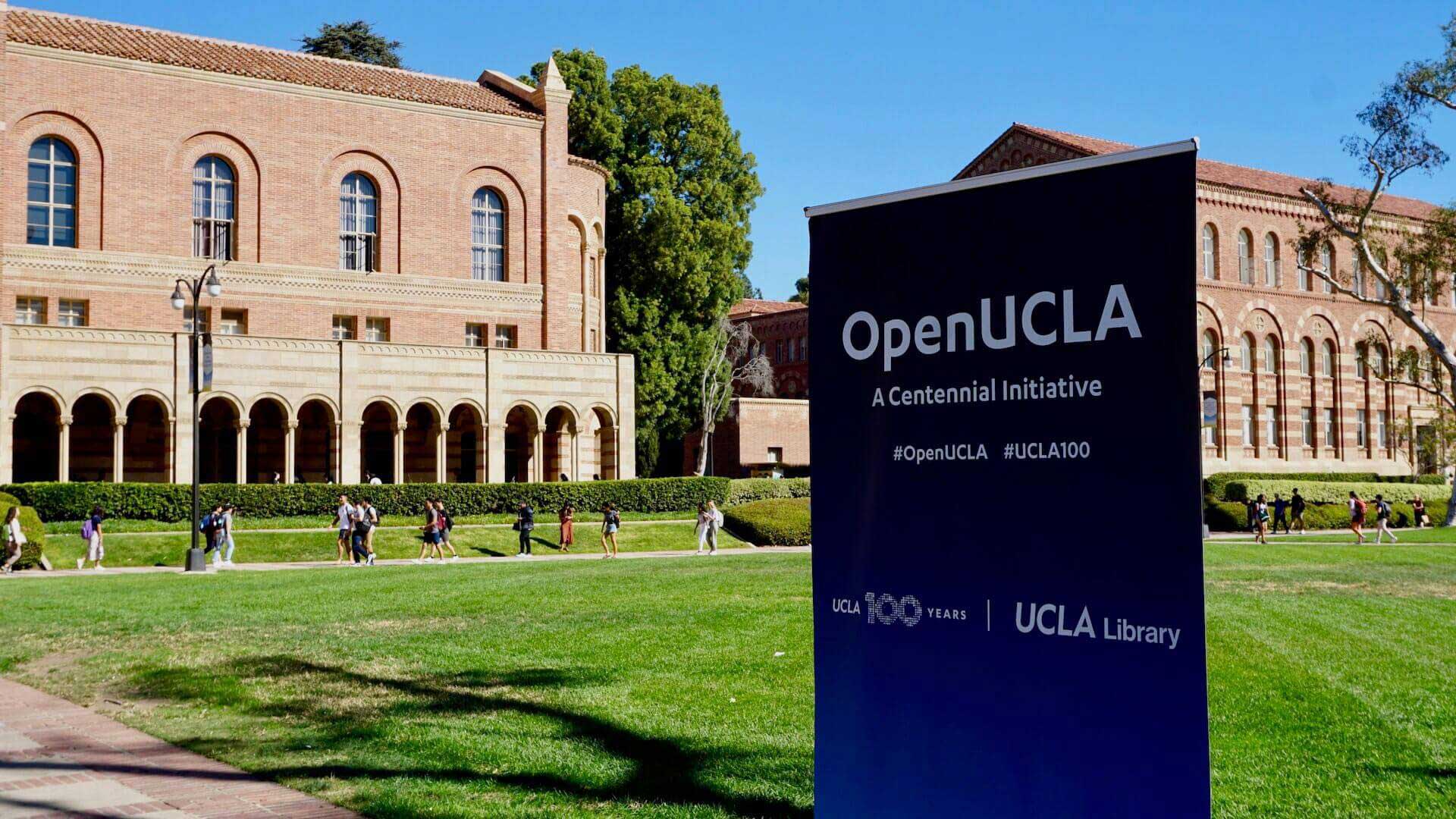 OpenUCLA banner on campus lawn